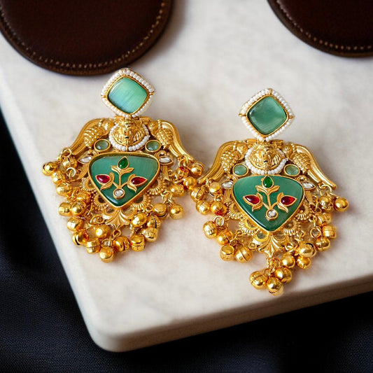 Stone Ghungroo Danglers Earrings