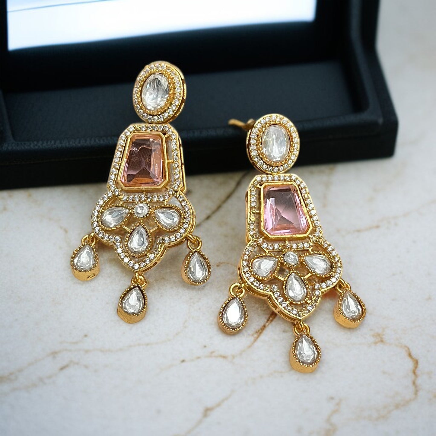 Pink Stone Zircon Earring