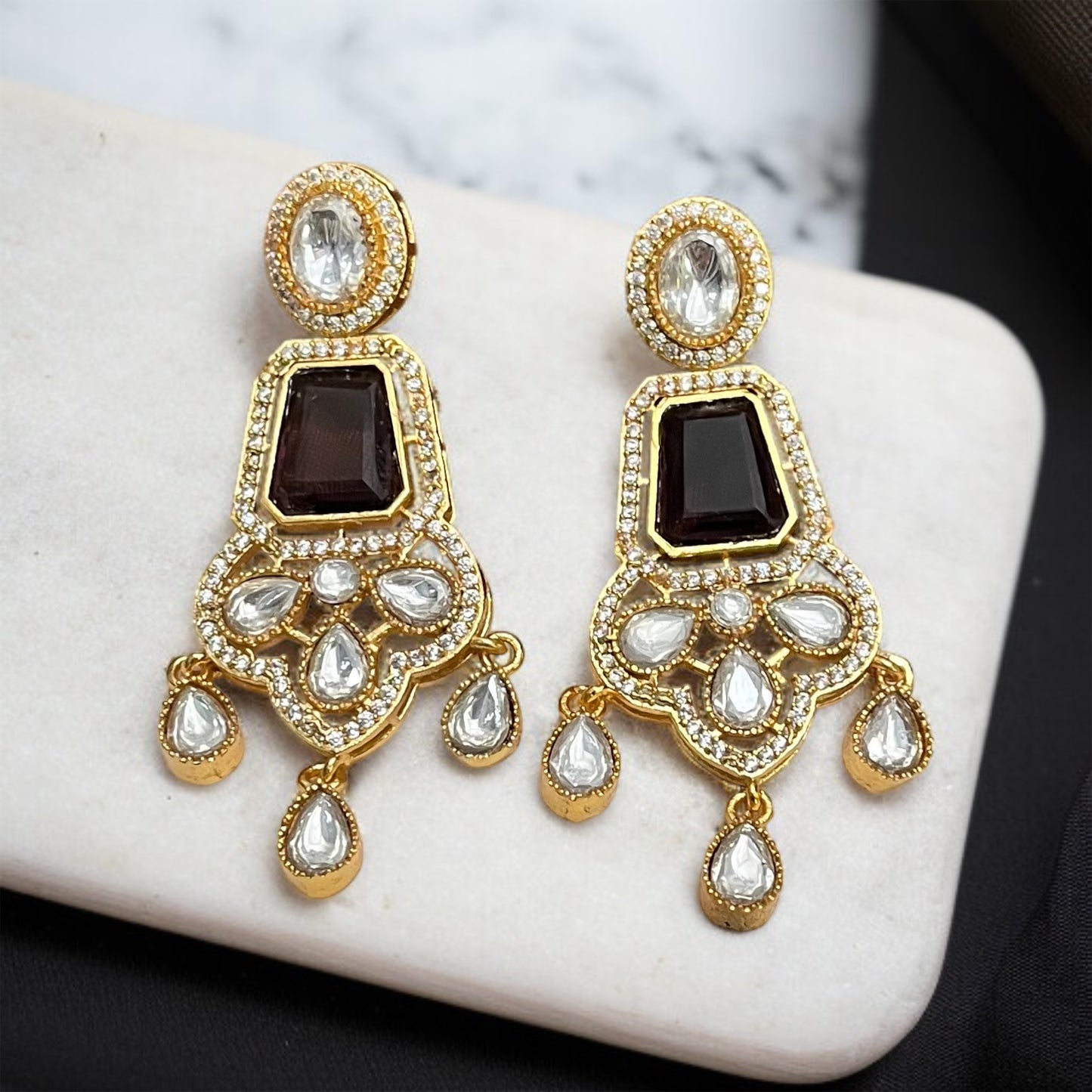 Purple Stone Zircon Earring