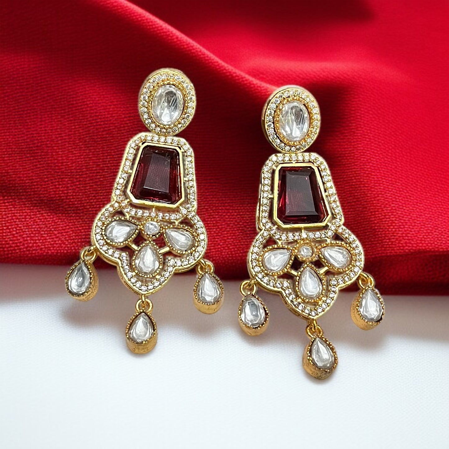 Red Stone Zircon Earring