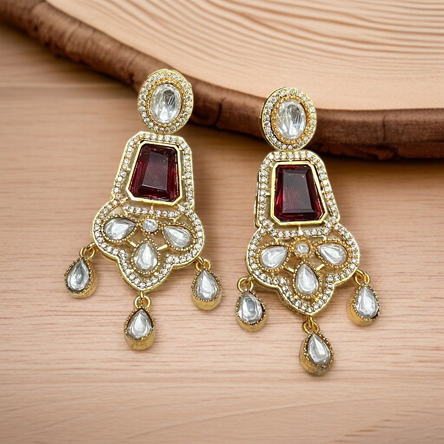 Red Stone Zircon Earring