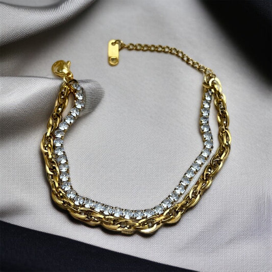 Tennis & Gold Chain Bracelet