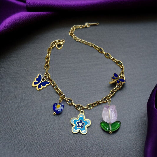 Multicolor Charm Chain Bracelet