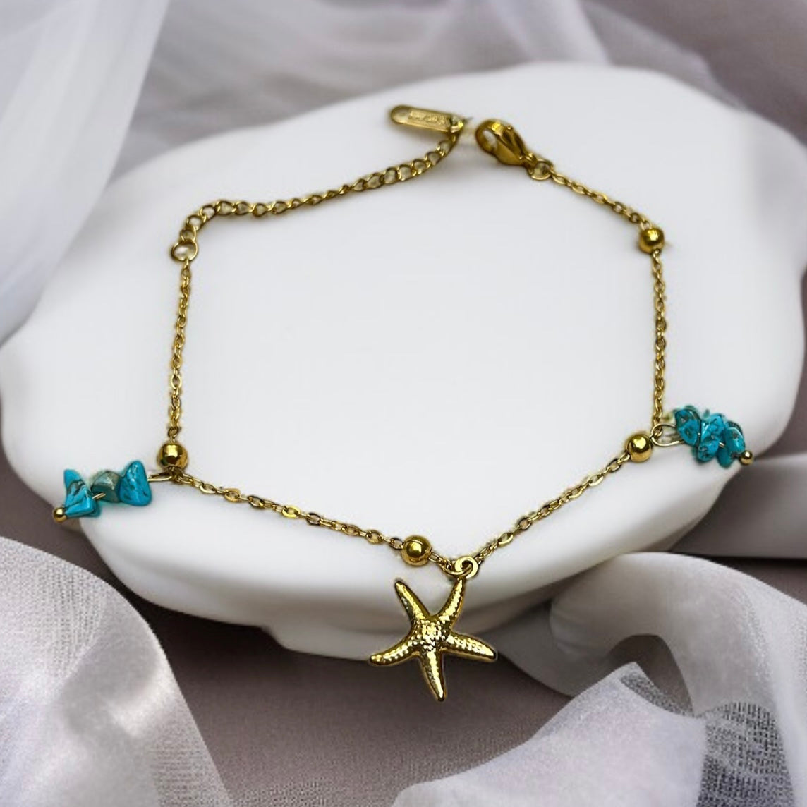 Star Aqua Chain Bracelet