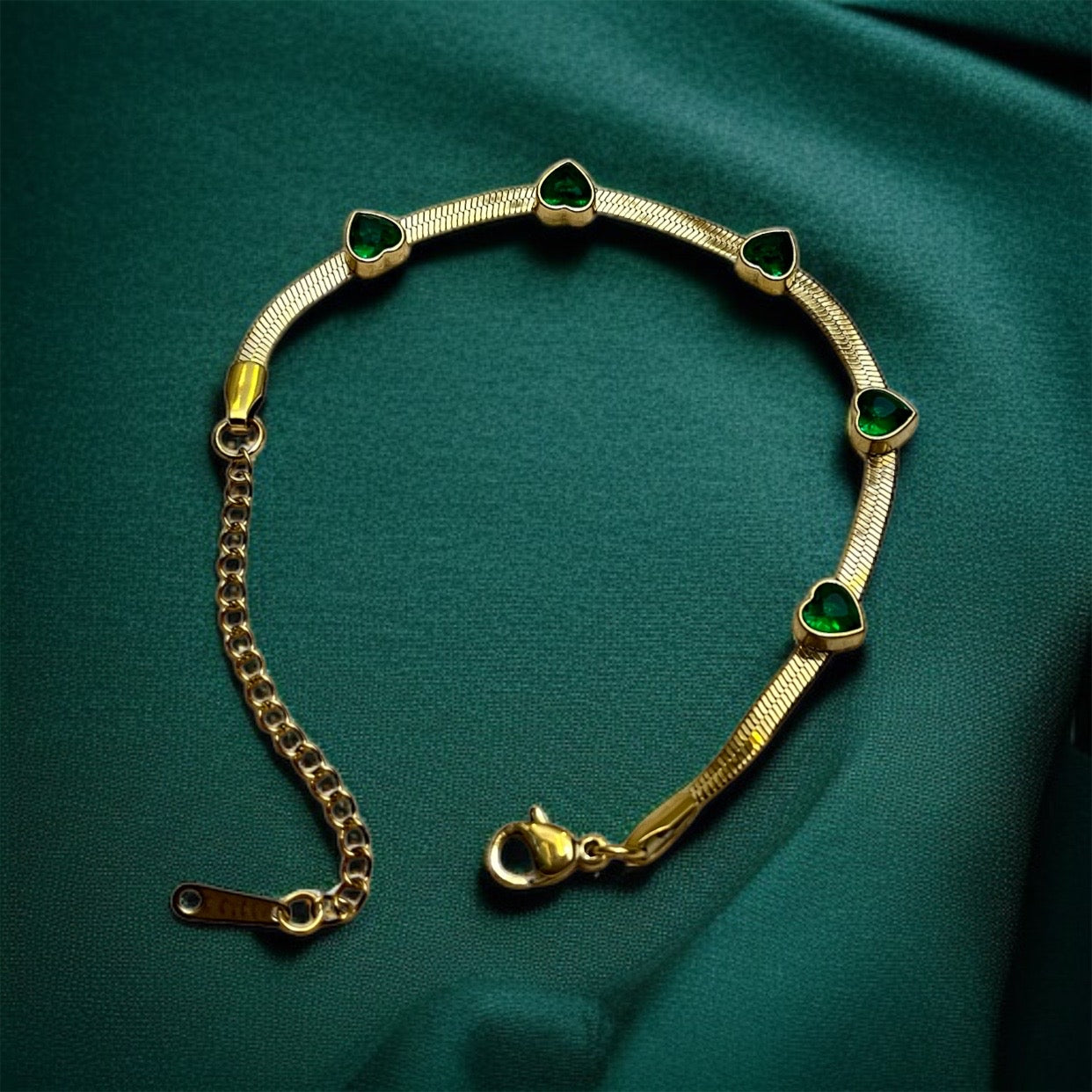 Green Heart Chain Bracelet