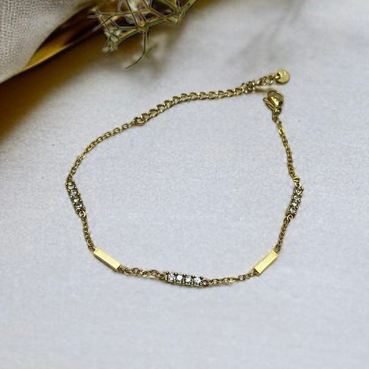 AD Studded Gold Chain Bracelet