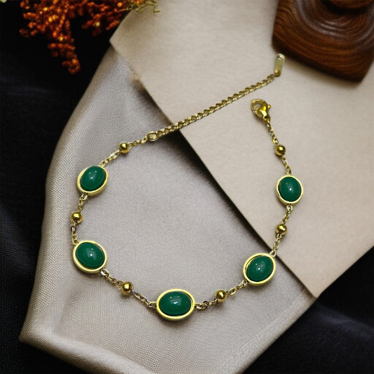 Green Stone Chain Bracelet