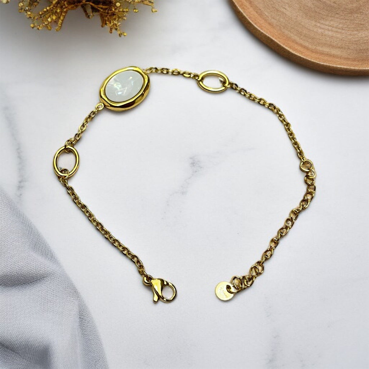 White Stone Chain Bracelet