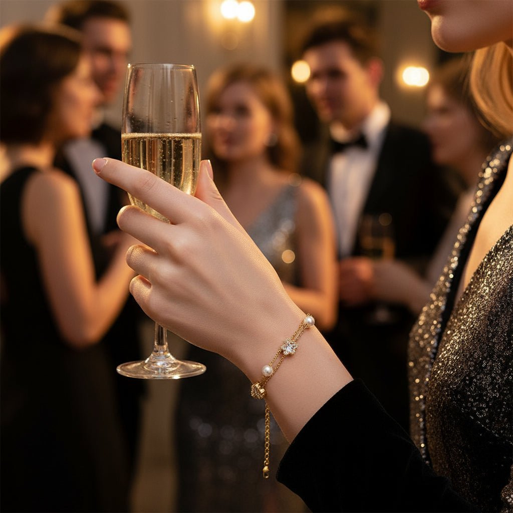 Double Chain Pearl Bracelet