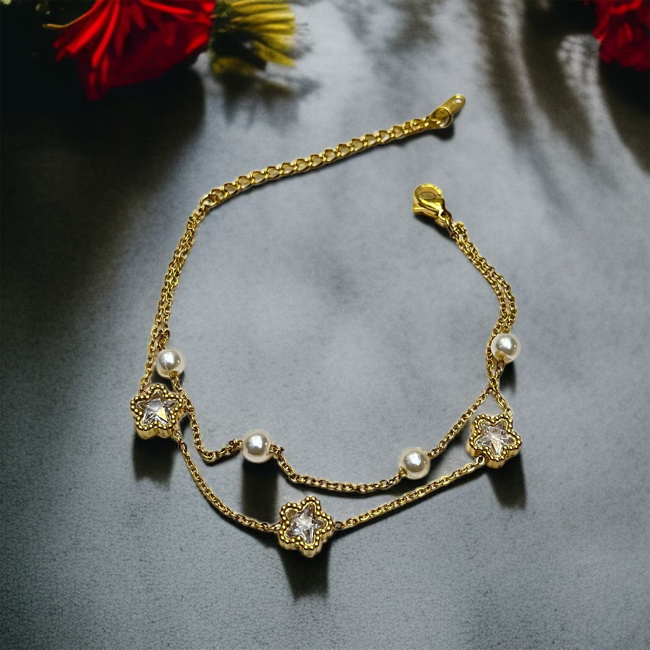 Double Chain Pearl Bracelet