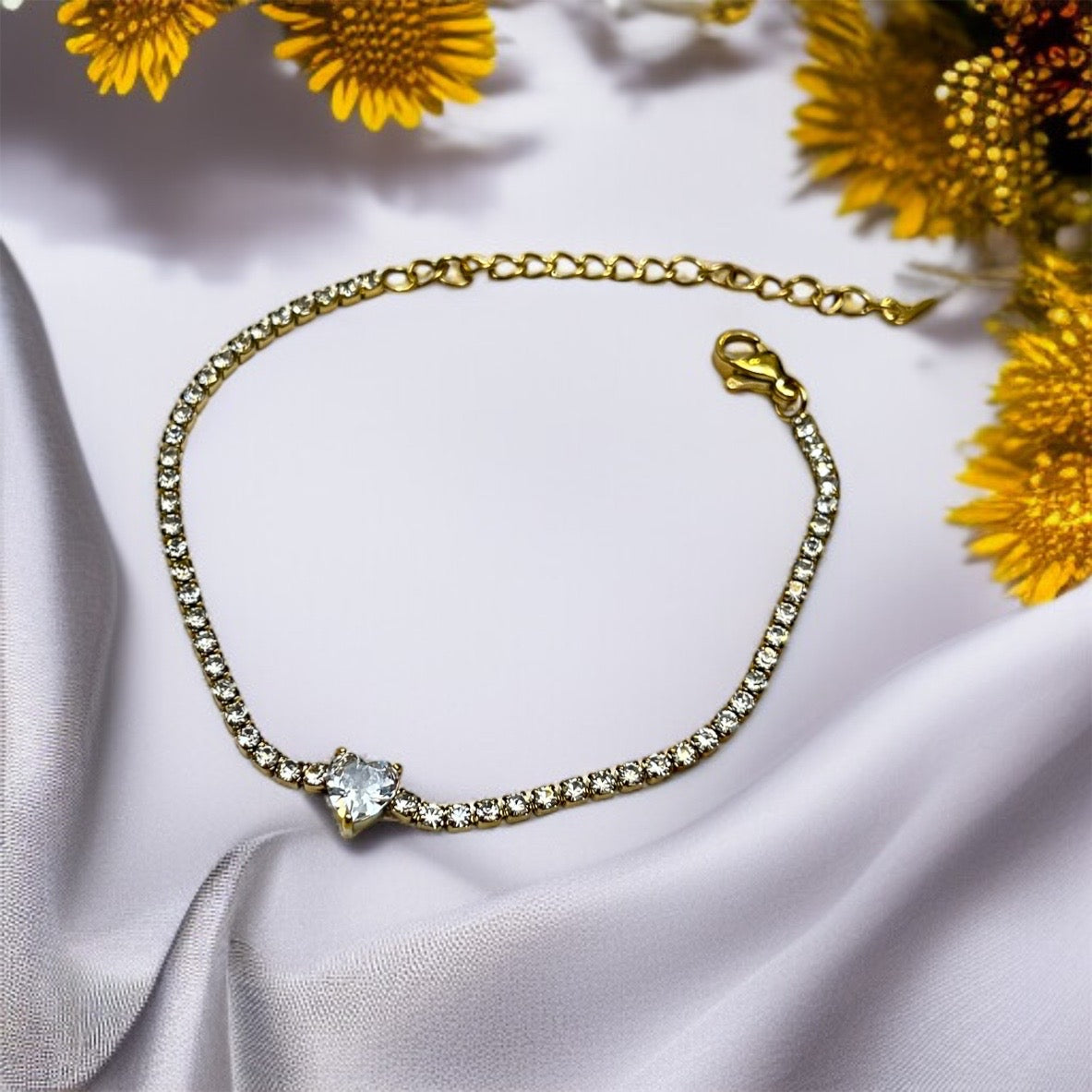 Heart Tennis Chain Bracelet