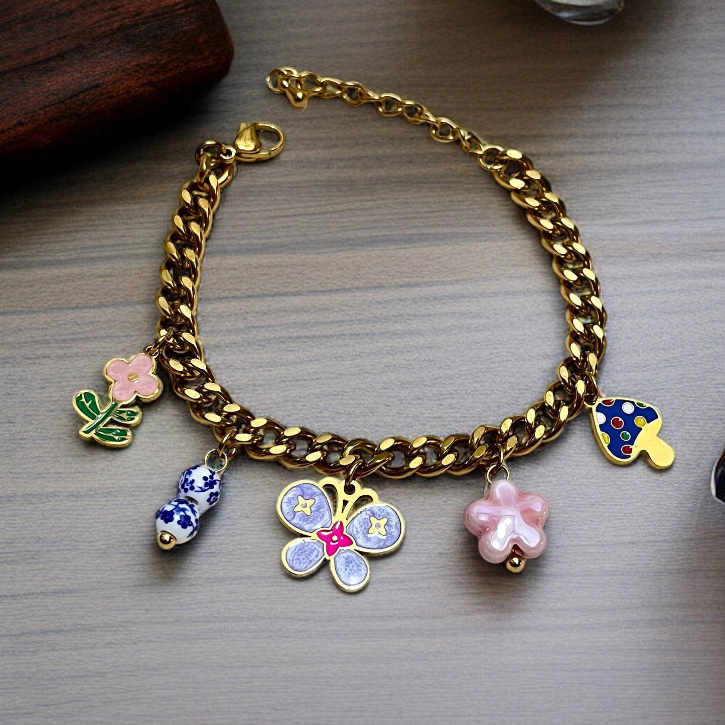 Multicolor charm Chain Bracelet