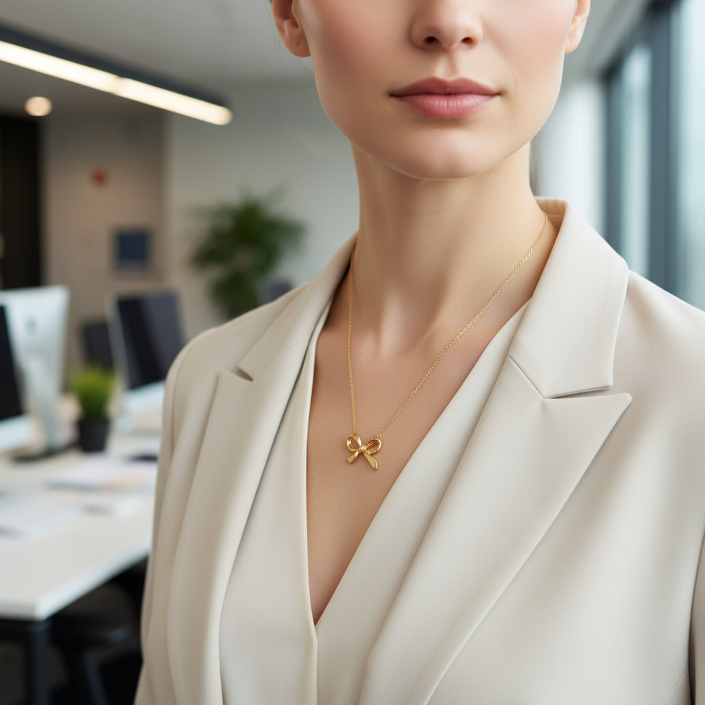 Bow Attached Chain Necklace