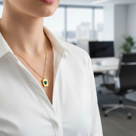 Green Heart Chain Necklace