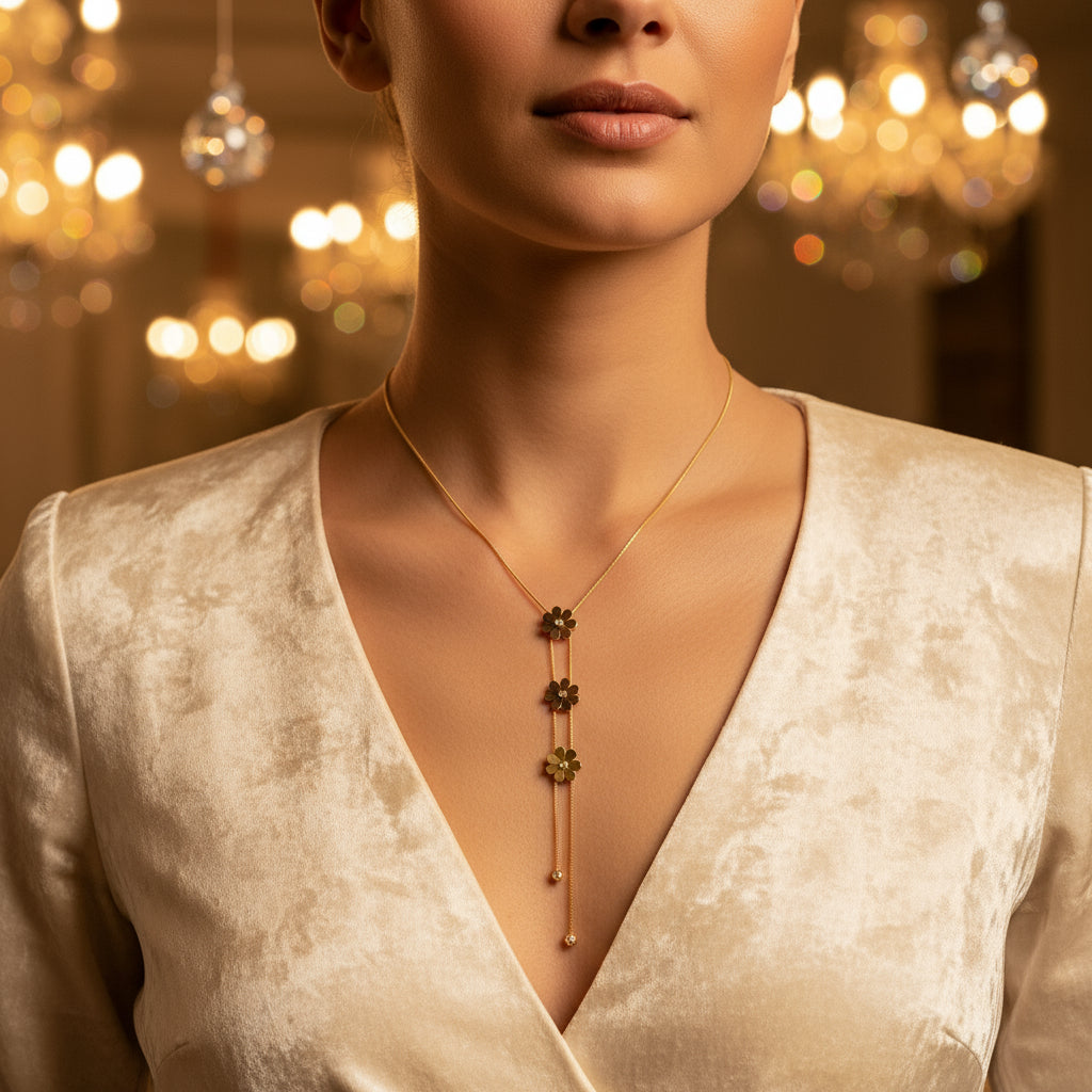 Clover Drop Chain Necklace