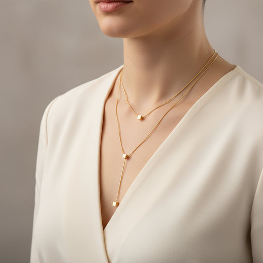 Solid Gold Drop Chain Necklace