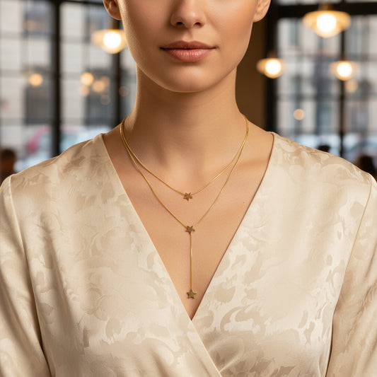 Star Gold Drop Chain Necklace
