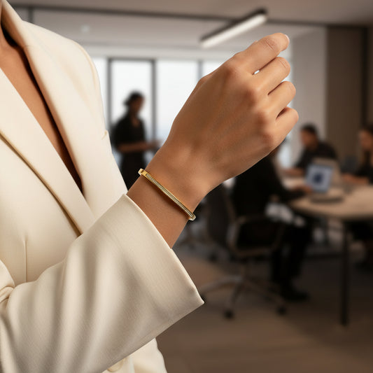 AD Studded Sleek Gold Bracelet