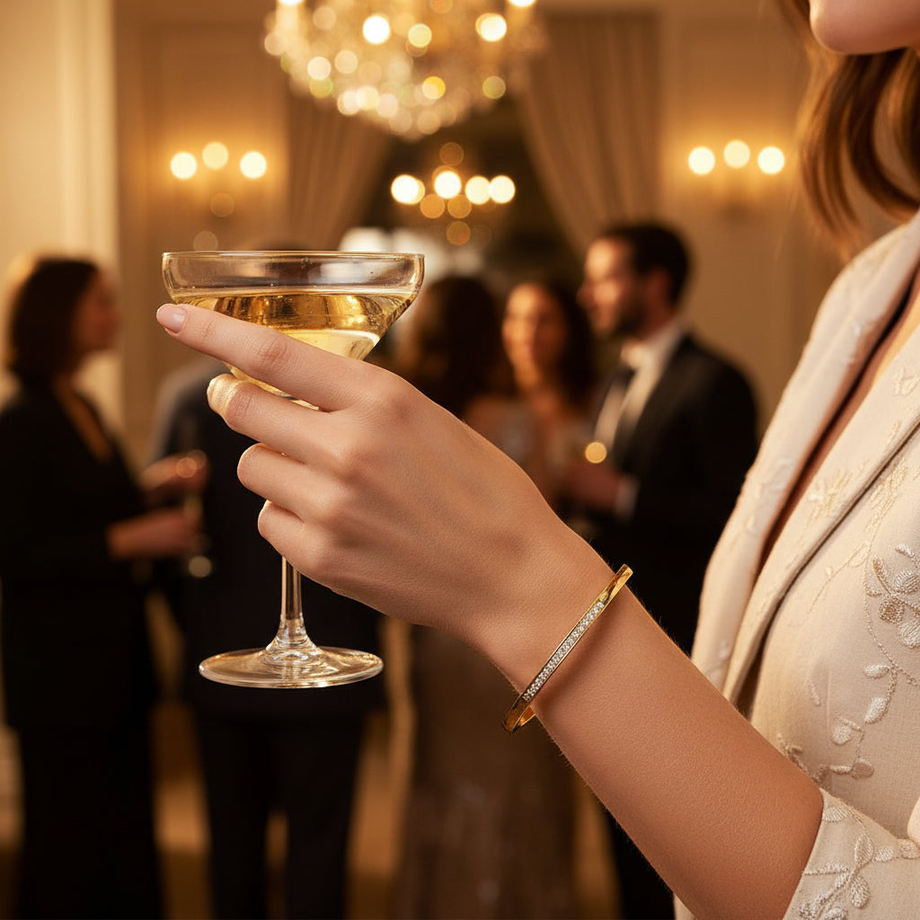 AD Studded Sleek Gold Bracelet