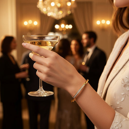 AD Studded Sleek Gold Bracelet