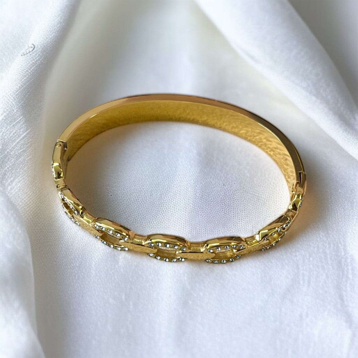 Gold AD Studded Cuff Bracelet