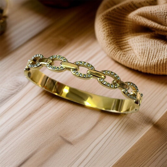 Gold AD Studded Cuff Bracelet