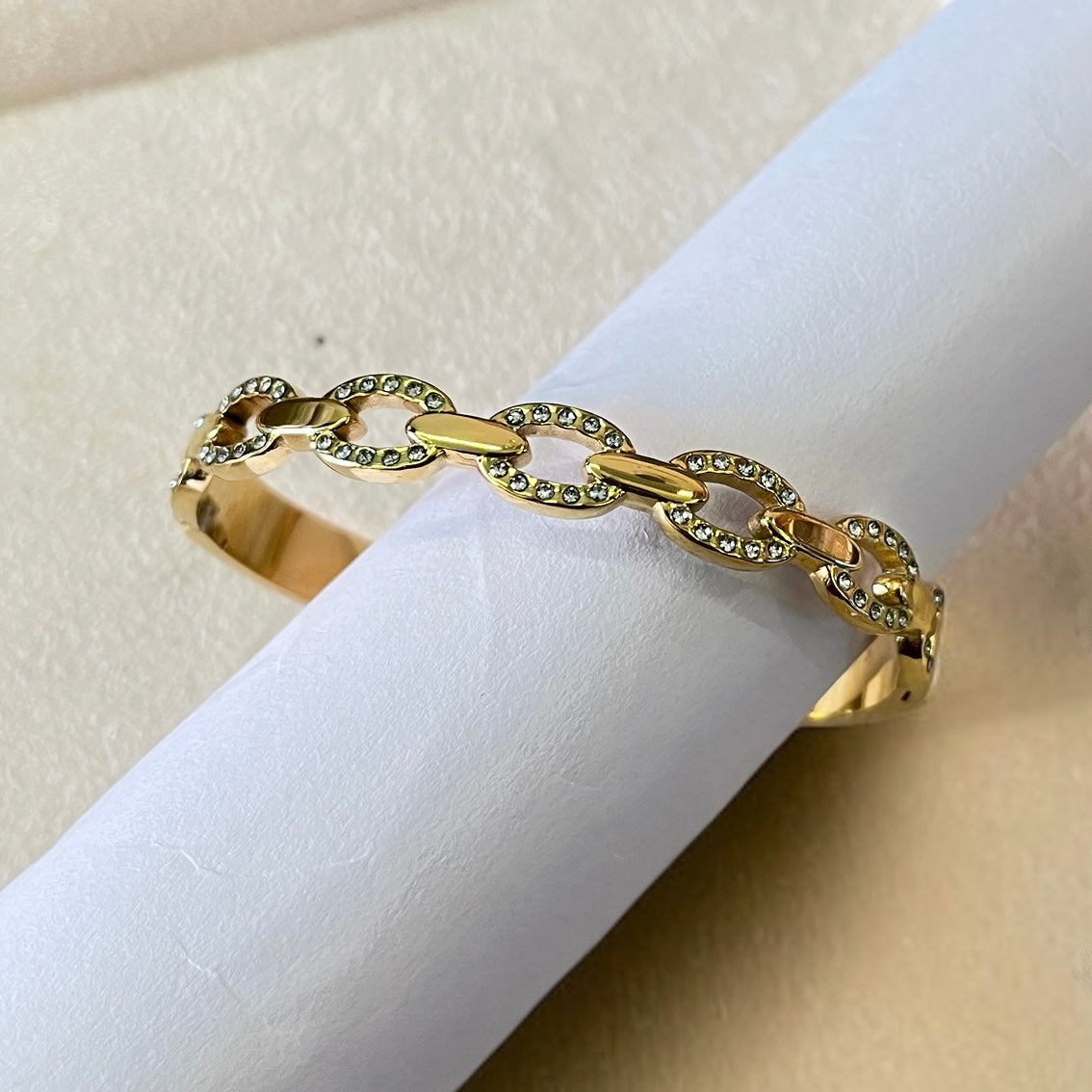 Gold AD Studded Cuff Bracelet