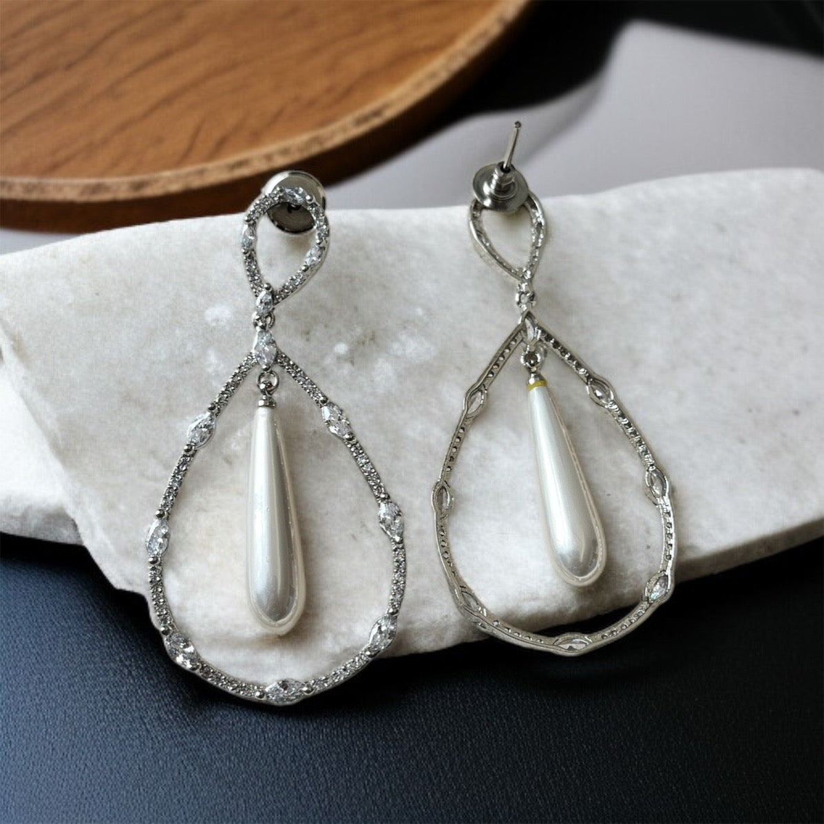 Pearl AD Studded Hoop Earrings