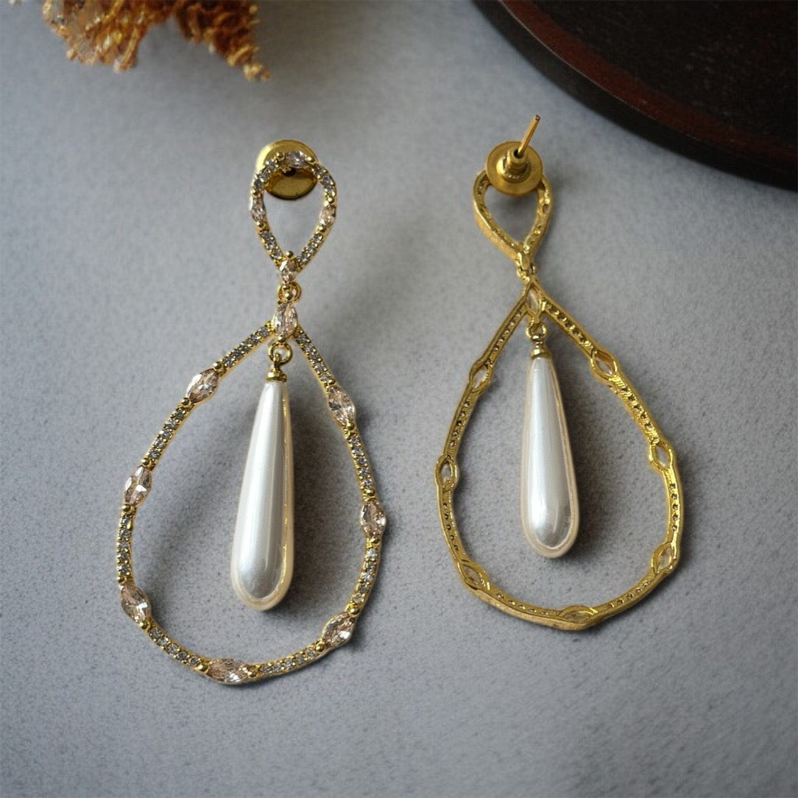 Pearl AD Studded Hoop Earrings