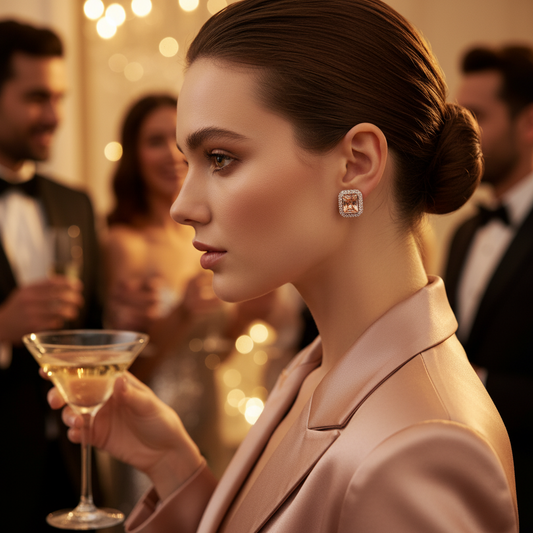 Peach Brown Studs Earrings