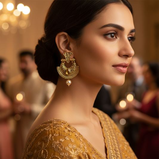 Gold Chandbali Earrings