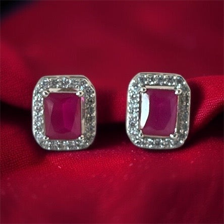 Ruby Pink Studs Earrings