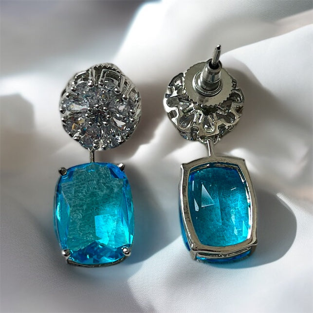 Sky Blue Stone Drop Earrings