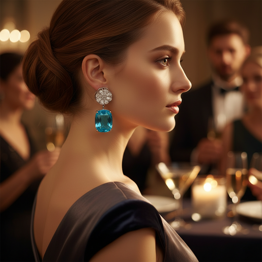 Sky Blue Stone Drop Earrings