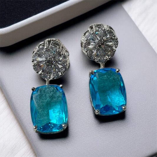 Sky Blue Stone Drop Earrings