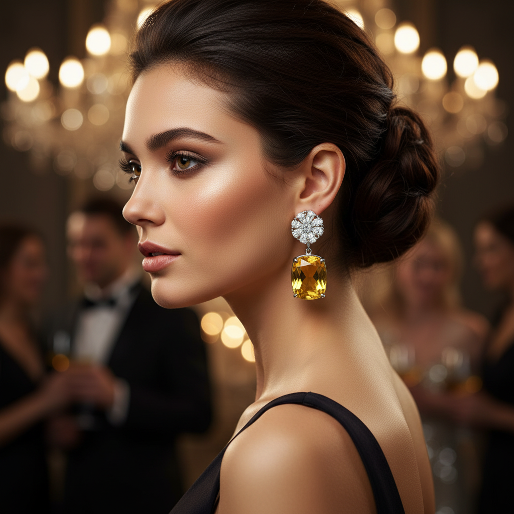 Yellow Stone Drop Earrings