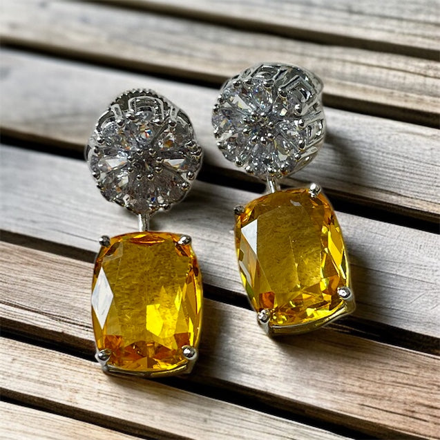 Yellow Stone Drop Earrings