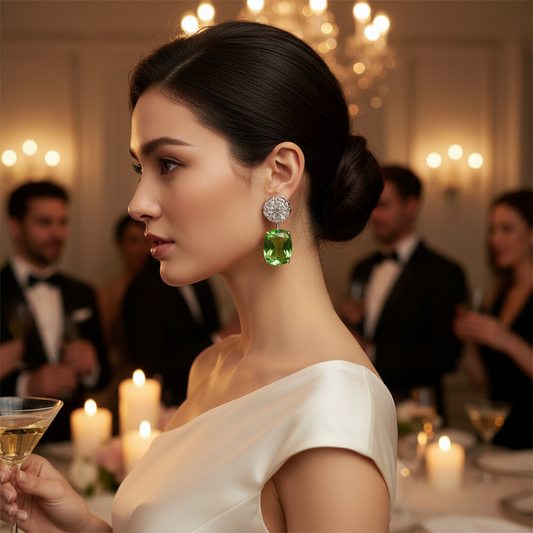 Green Stone Drop Earrings