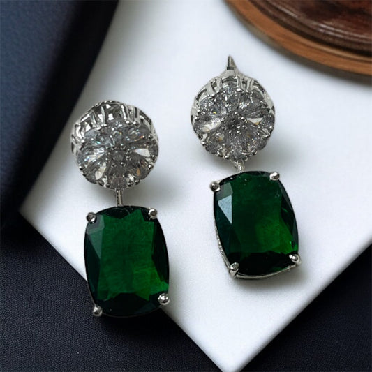 Green Stone Drop Earrings