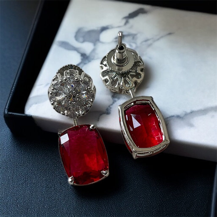 Red Stone Drop Earrings