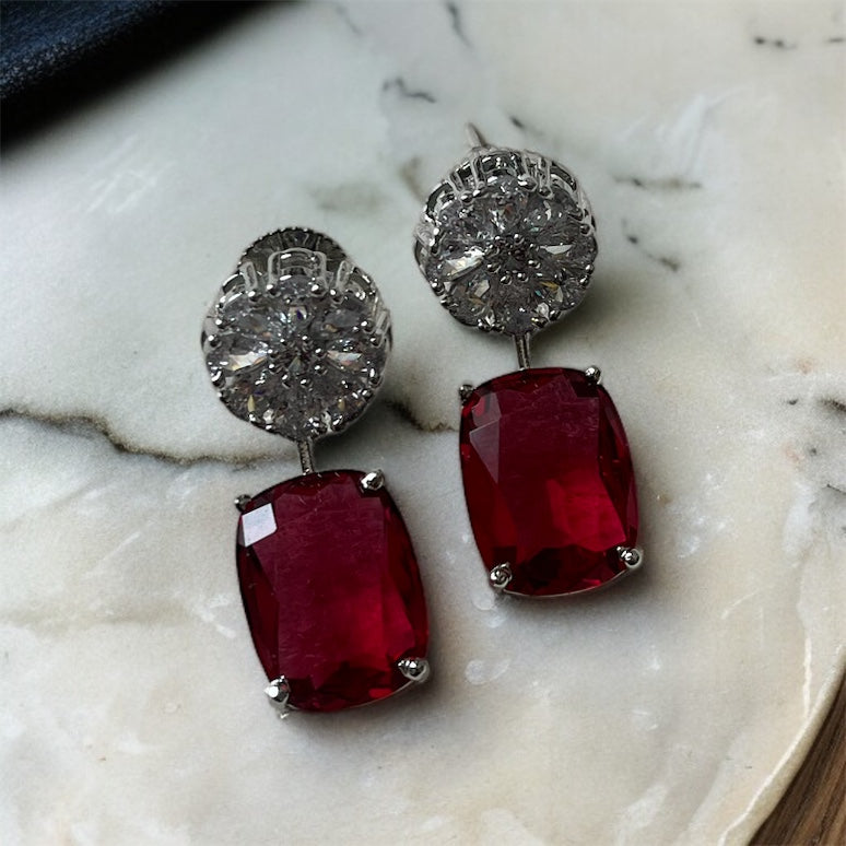 Red Stone Drop Earrings