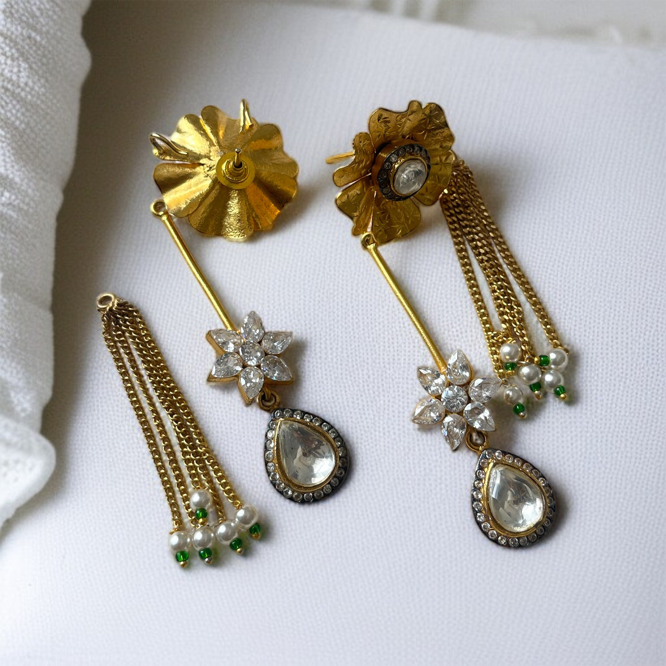 2 in 1 Flower Moissanite  Earrings