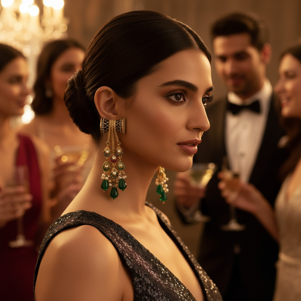 Drum Meenakari Hanging Earrings