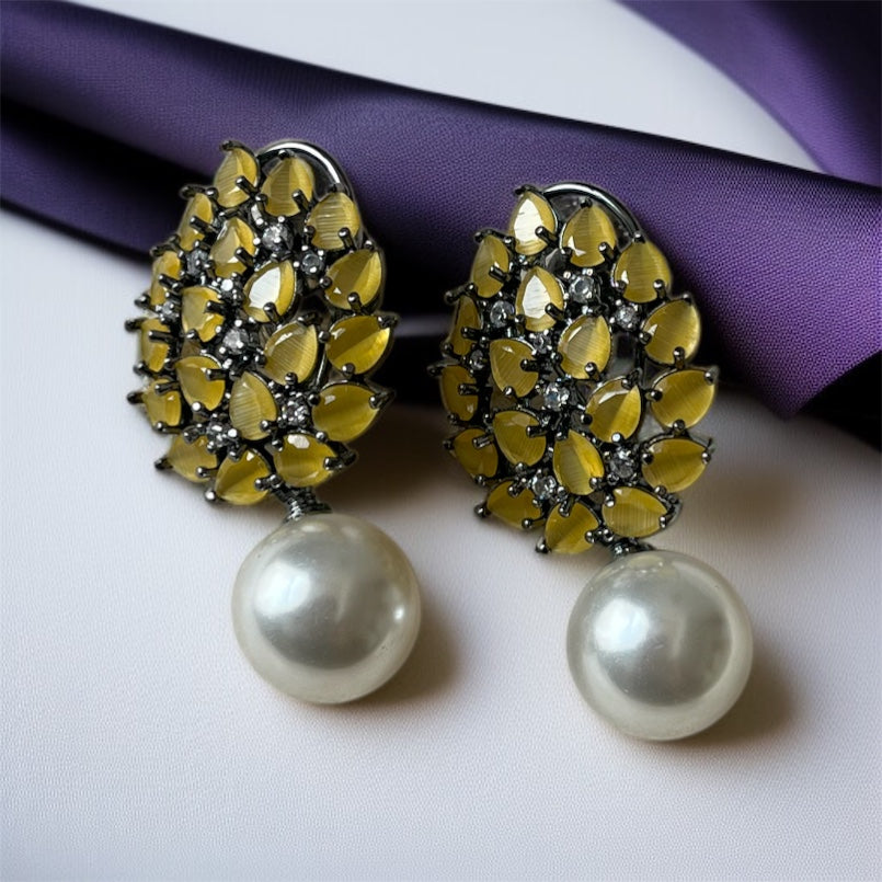 Pearl Drop Leaf Earrings