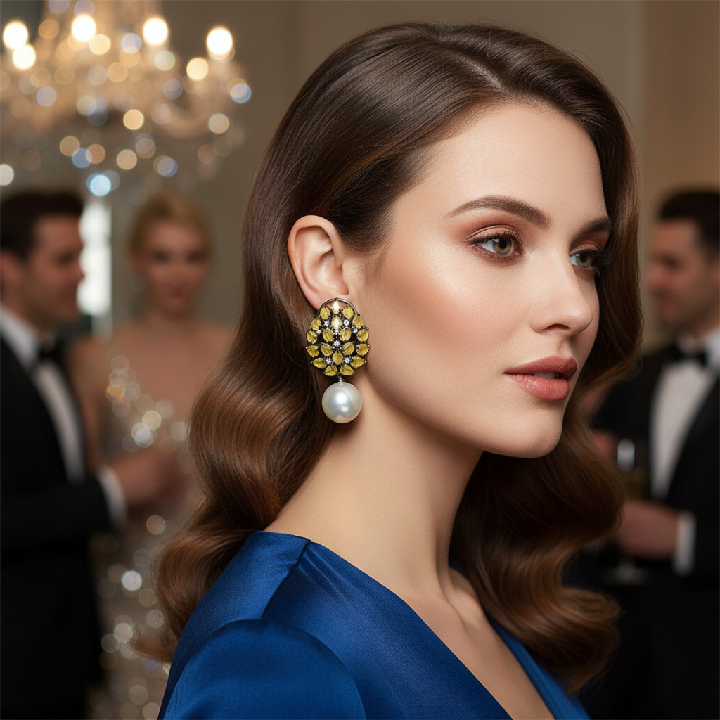 Pearl Drop Leaf Earrings