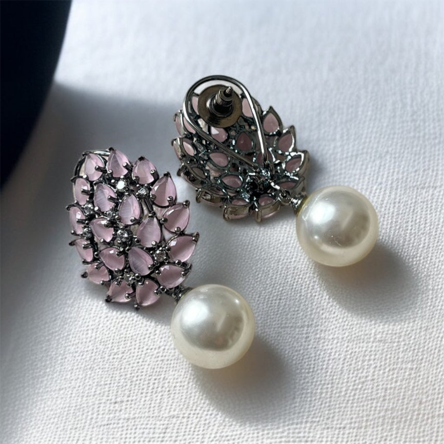 Pearl Drop Leaf Earrings