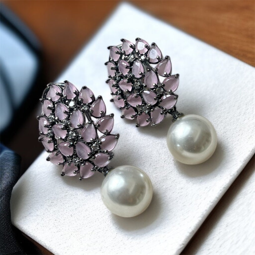 Pearl Drop Leaf Earrings