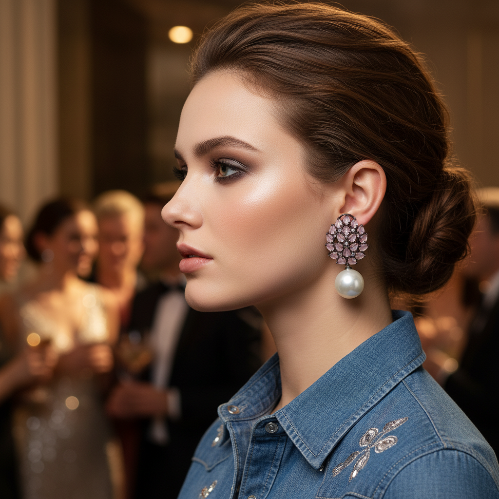 Pearl Drop Leaf Earrings