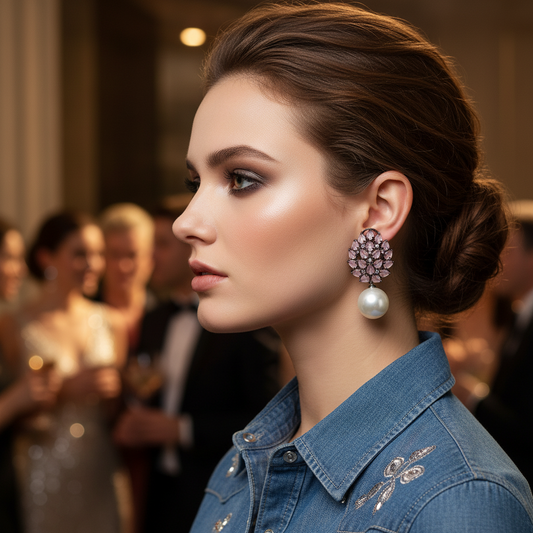 Pearl Drop Leaf Earrings