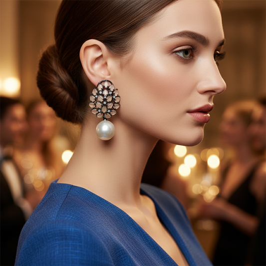 Pearl Drop Leaf Earrings